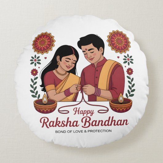 Raksha Bandhan Round Pillow ラウンドクッション (正面)