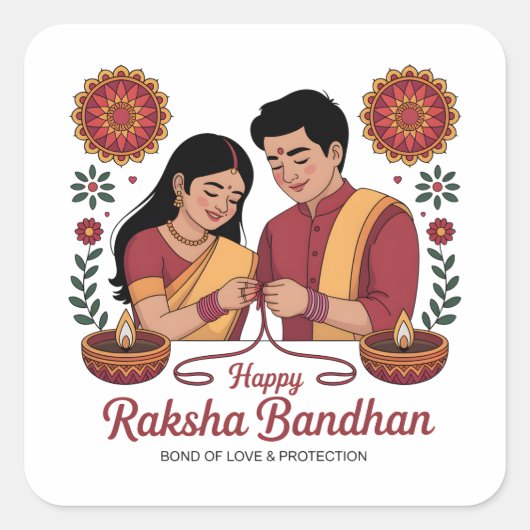 Raksha Bandhan Sticker スクエアシール (正面)