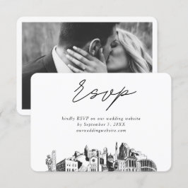 Raleighの結婚ミニマリストスケッチRSVP エンクロージャーカード