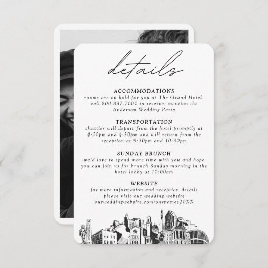 Raleighの結婚垂直詳細 エンクロージャーカード (正面/裏面)