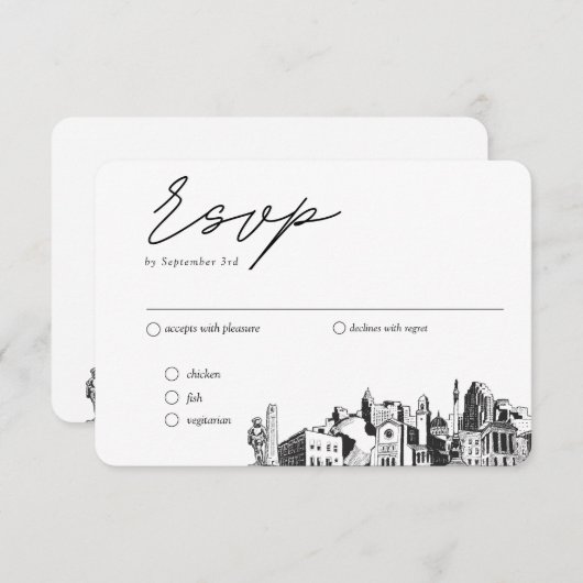 Raleigh結婚のRSVP伝統的 Mealオプション エンクロージャーカード (正面/裏面)