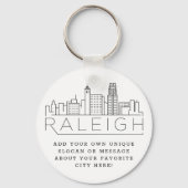 Raleigh, NCスタイル化スカイライン |スローガンカスタムの作成 キーホルダー (正面)