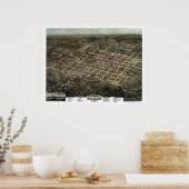 Raleigh, NCパノラママップ – 1872 ポスター (キッチン)