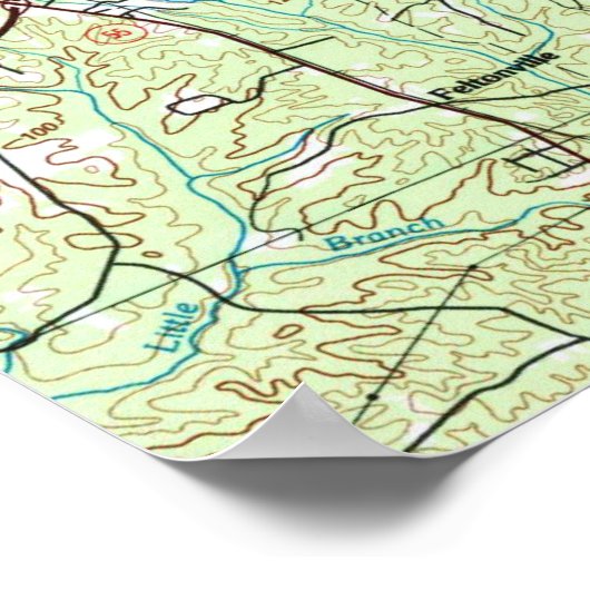 Raleigh North Carolina Map (1990) ポスター (角)