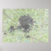 Raleigh North Carolina Map (1990) ポスター (正面)