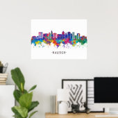 Raleigh North Carolina Skyline ポスター (ホームオフィス)