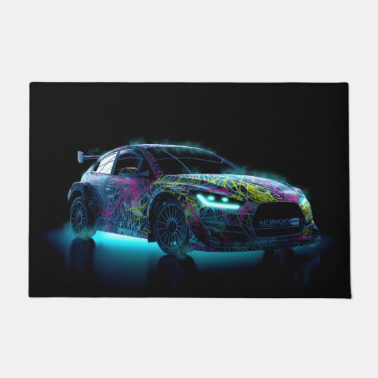Rally car in the dark ドアマット (正面)