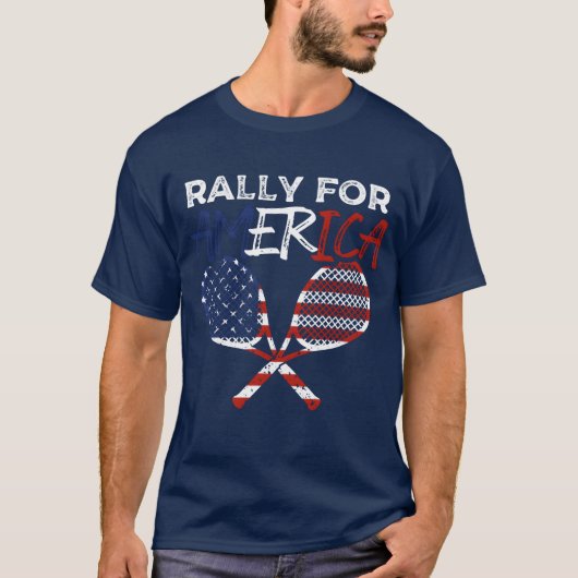 Rally for America Racket Sports American Flag fami Tシャツ (正面)