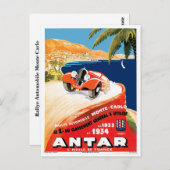 Rallyeの自動車モンテカルロ ポストカード (正面/裏面)