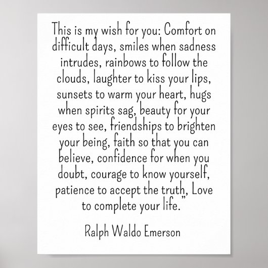 Ralph Waldo Emerson quote - this is my wish ポスター (正面)