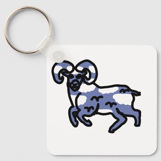 Ram Aries Keychain – Minimal Zodiac Animal キーホルダー (正面)