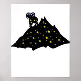Ram on Space Mountain | Cosmic Silhouette Poster ポスター