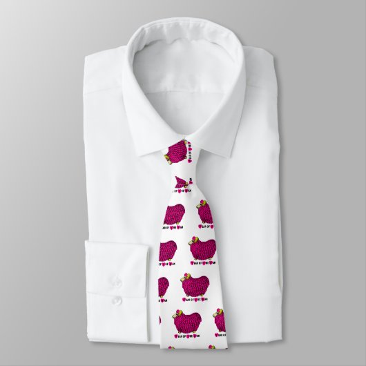 Ram Sheep Goat Lunar Year in Pink Tie ネクタイ (タイ)