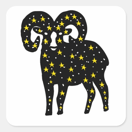 Ram Space Stars Silhouette スクエアシール (正面)
