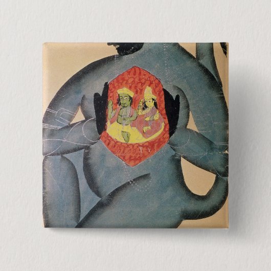 RamaおよびSitaを明らかにするHanuman 缶バッジ (正面)