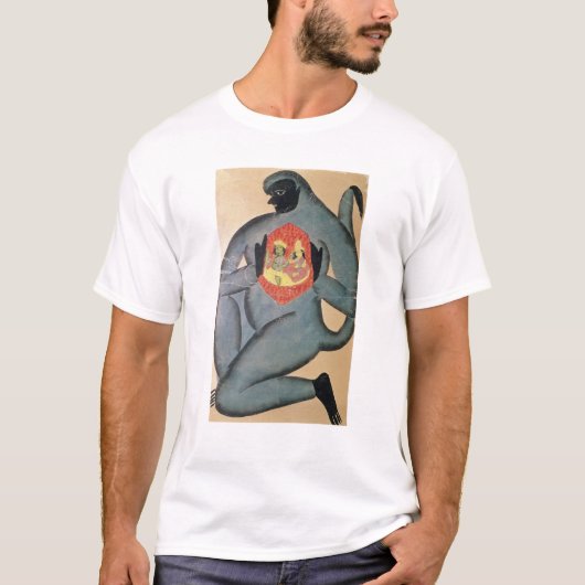 RamaおよびSitaを明らかにするHanuman Tシャツ (正面)