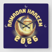 Ramadan 2026 clock スクエア壁時計 (正面)