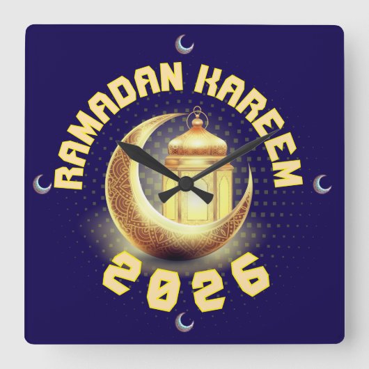 Ramadan 2026 clock スクエア壁時計 (正面)