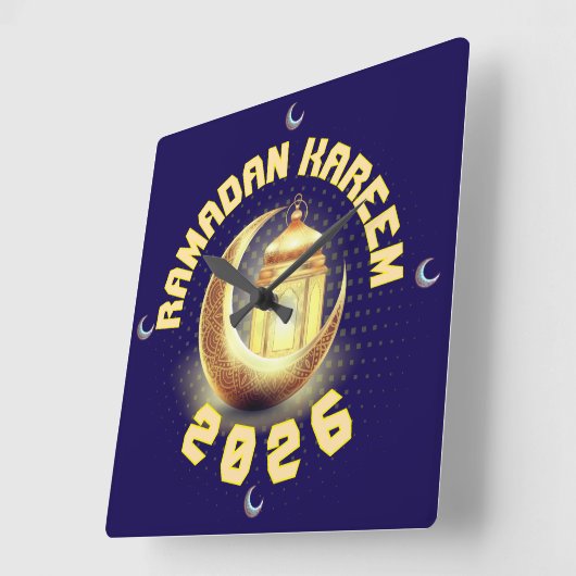 Ramadan 2026 clock スクエア壁時計 (傾斜)