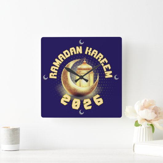 Ramadan 2026 clock スクエア壁時計 (ホーム)