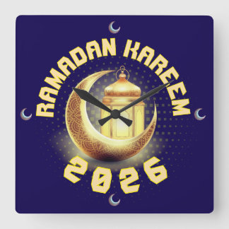 Ramadan 2026 clock スクエア壁時計