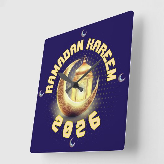 Ramadan 2026 clock スクエア壁時計 (傾斜)