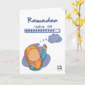 Ramadan Blessings - Cute Girl カード (黄色い花)