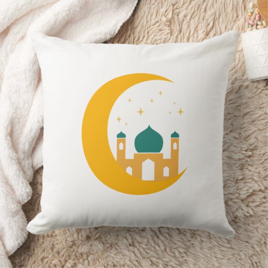 Ramadan Crescent Moon Mosque Pillow クッション (ブランケット)