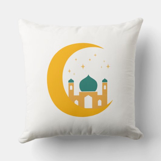 Ramadan Crescent Moon Mosque Pillow クッション (裏面)