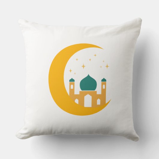 Ramadan Crescent Moon Mosque Pillow クッション (正面)
