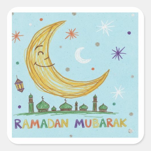 Ramadan crescent sticker スクエアシール (正面)