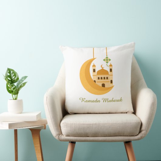 Ramadan Eid Mosque & Moon Accent Pillow クッション (椅子)
