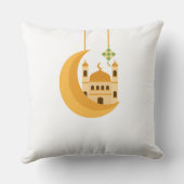 Ramadan Eid Mosque & Moon Accent Pillow クッション (裏面)
