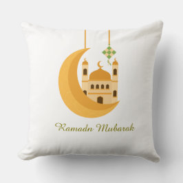 Ramadan Eid Mosque & Moon Accent Pillow クッション
