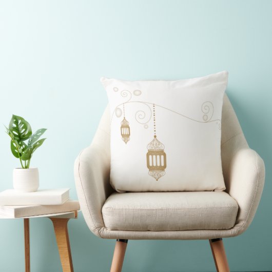 Ramadan Elegant Golden Lantern Pillow クッション (椅子)