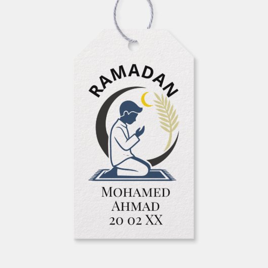 Ramadan Fasting Prayer Man Islamic Vector Graphic  ギフトタグ (裏面)