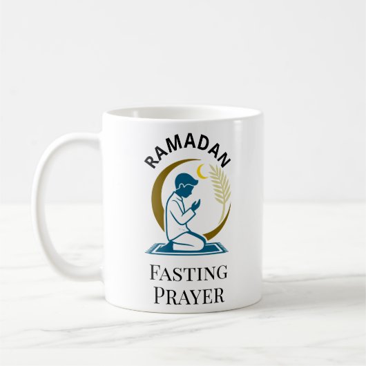 Ramadan Fasting Prayer Man Islamic Vector Graphic  コーヒーマグカップ (左)