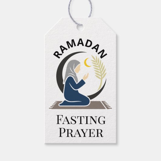 Ramadan Fasting Prayer Woman Hijab Islamic Graphic ギフトタグ (正面)