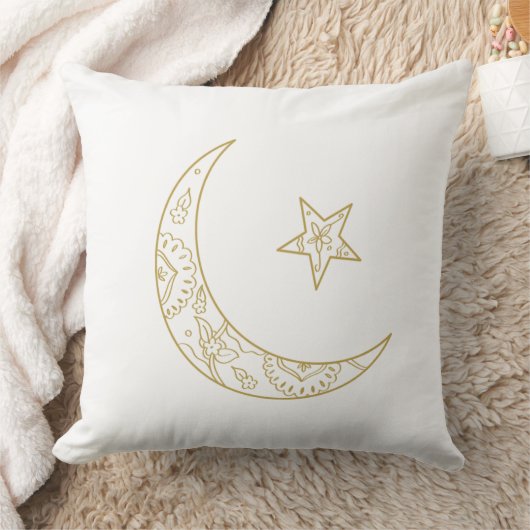 Ramadan Floral Crescent & Star Pillow  クッション (ブランケット)