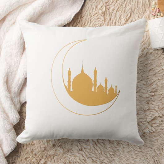 Ramadan Golden Mosque Crescent Pillow クッション (ブランケット)