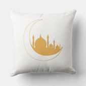 Ramadan Golden Mosque Crescent Pillow クッション (裏面)