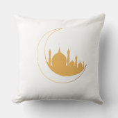 Ramadan Golden Mosque Crescent Pillow クッション (正面)