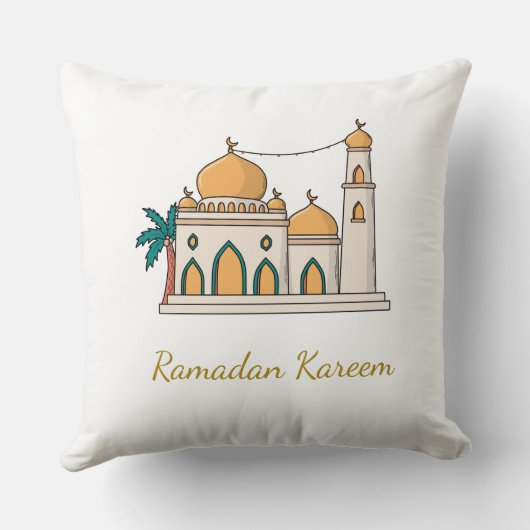 Ramadan Golden Mosque Pillow  クッション (裏面)