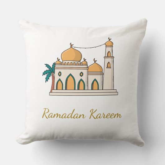 Ramadan Golden Mosque Pillow  クッション (正面)