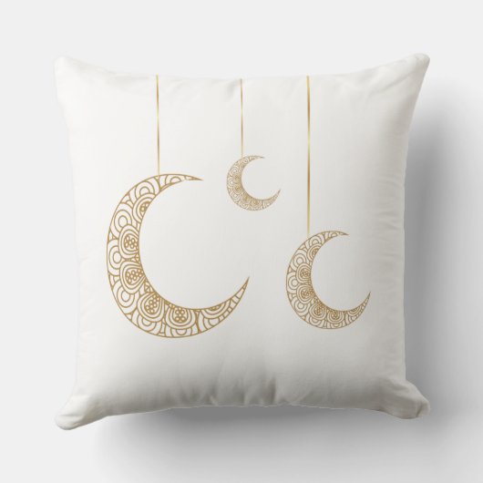 Ramadan Hanging Crescent Moons Pillow クッション (裏面)