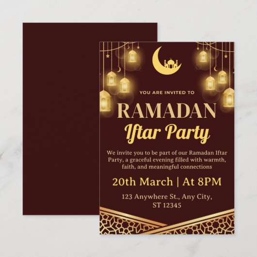 Ramadan Iftar Invitation Card 招待状 (正面/裏面)