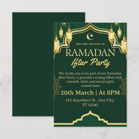 Ramadan Iftar Invitation Card 招待状 (正面/裏面)