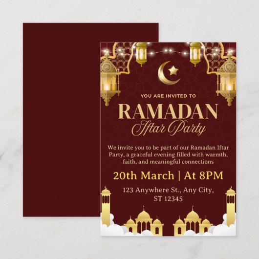 Ramadan Iftar Invitation Card 招待状 (正面/裏面)