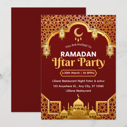 Ramadan Iftar Invitation Card 招待状 (正面/裏面)