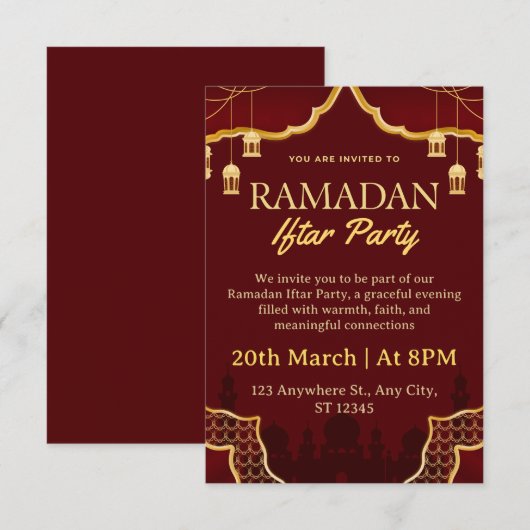 Ramadan Iftar Invitation Card 招待状 (正面/裏面)